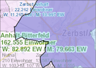 Beispiel Einwohnerzahlen Landkreis, Stadt Zerbst, Ortsteil Nutha