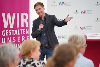 Marcus Weise, Bürgermeister von Harzgerode während des Bürgerdialogs
